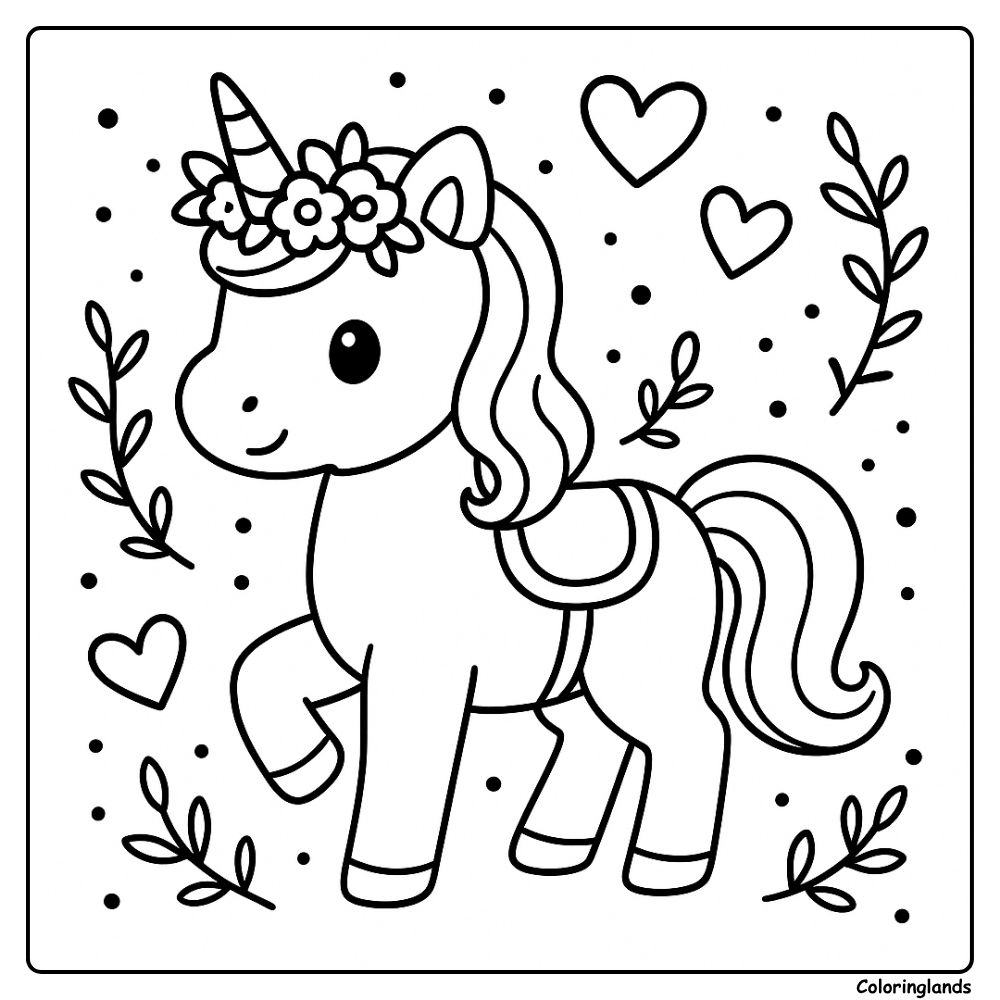 Kawaii unicorn with blooms asks kindly for a forever home