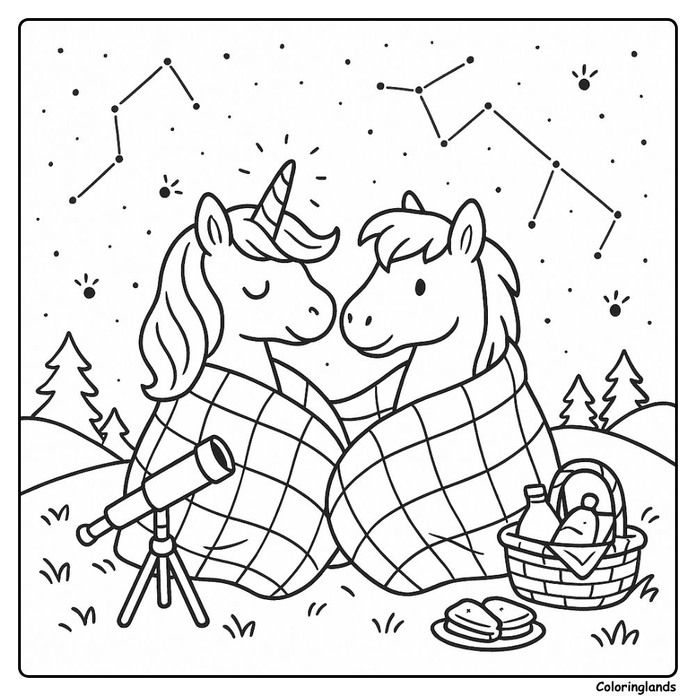 Cozy night with telescope and picnic under constellations sky