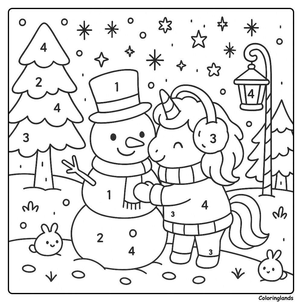 Earmuffs, stars, and a snow friend in soft winter lines