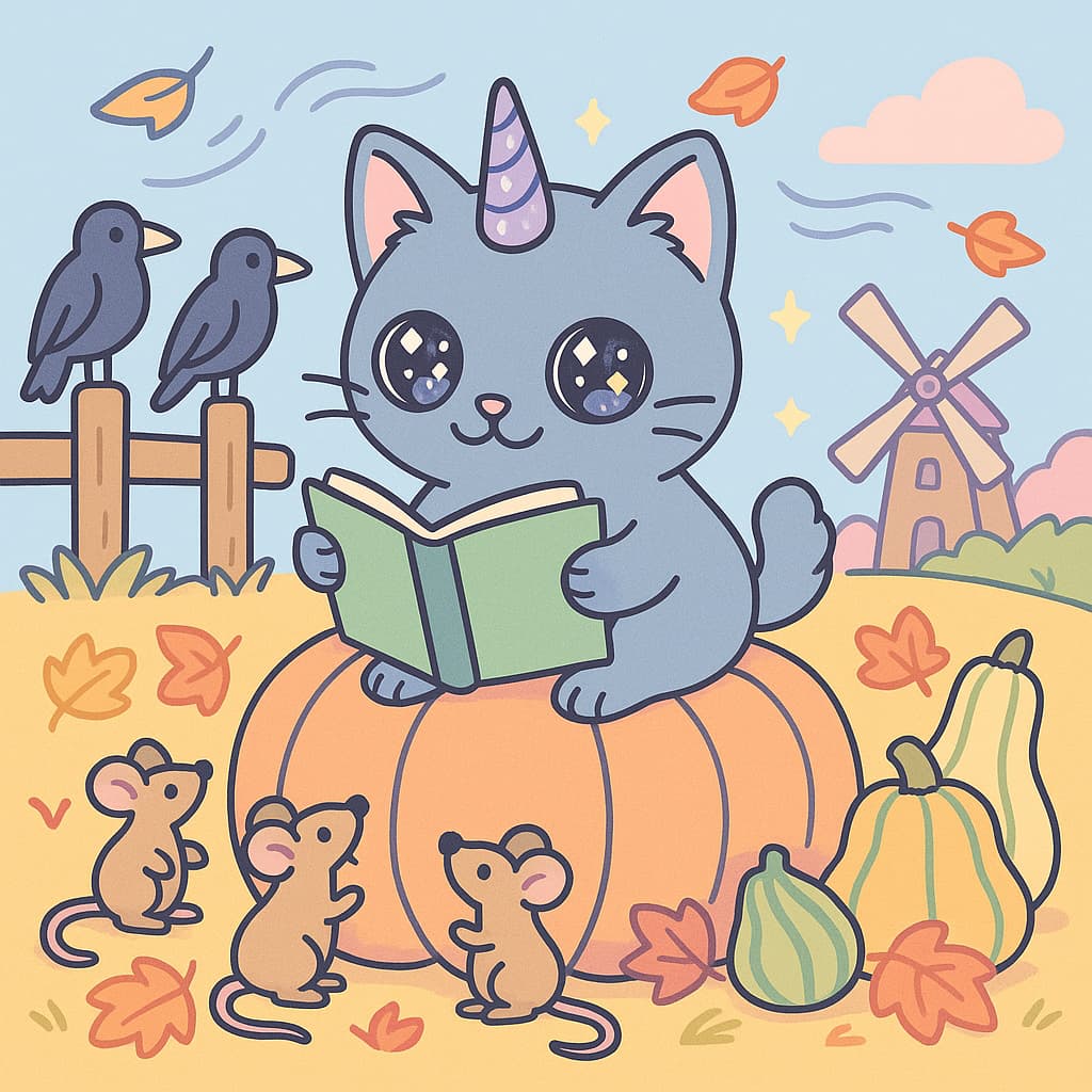 Fall farm scene coloring picture windmill pumpkins story