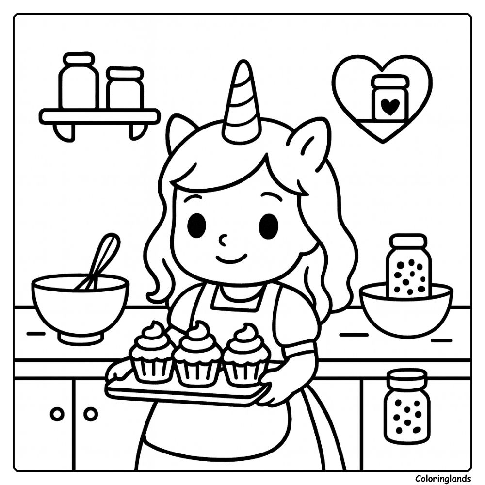 Princess unicorn by a castle at night coloring image