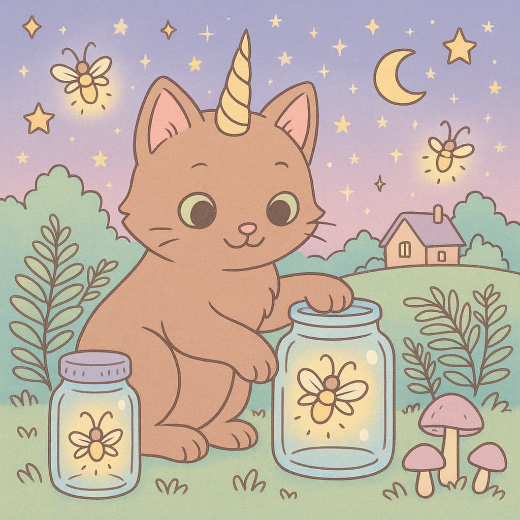 Pastel evening coloring image with jars stars and cabin