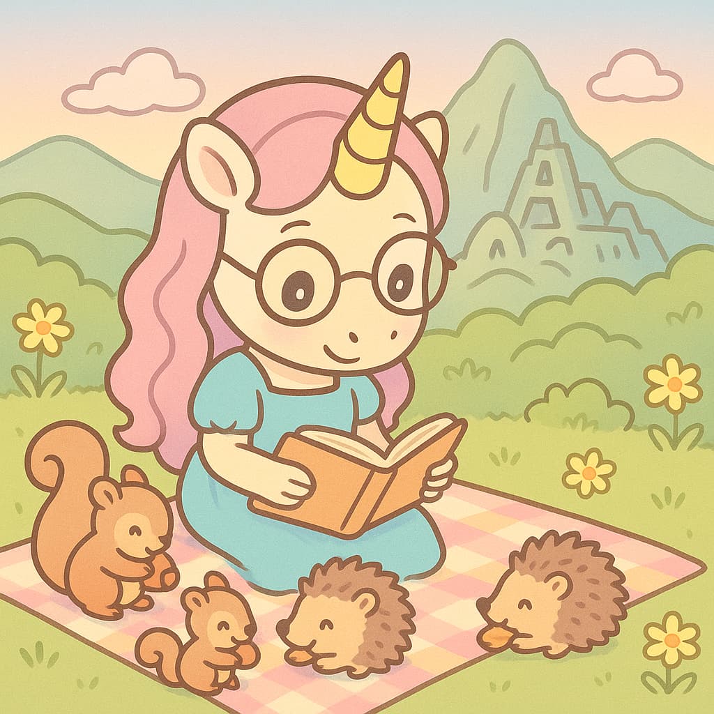 Outdoor reading coloring image with woodland friends idea