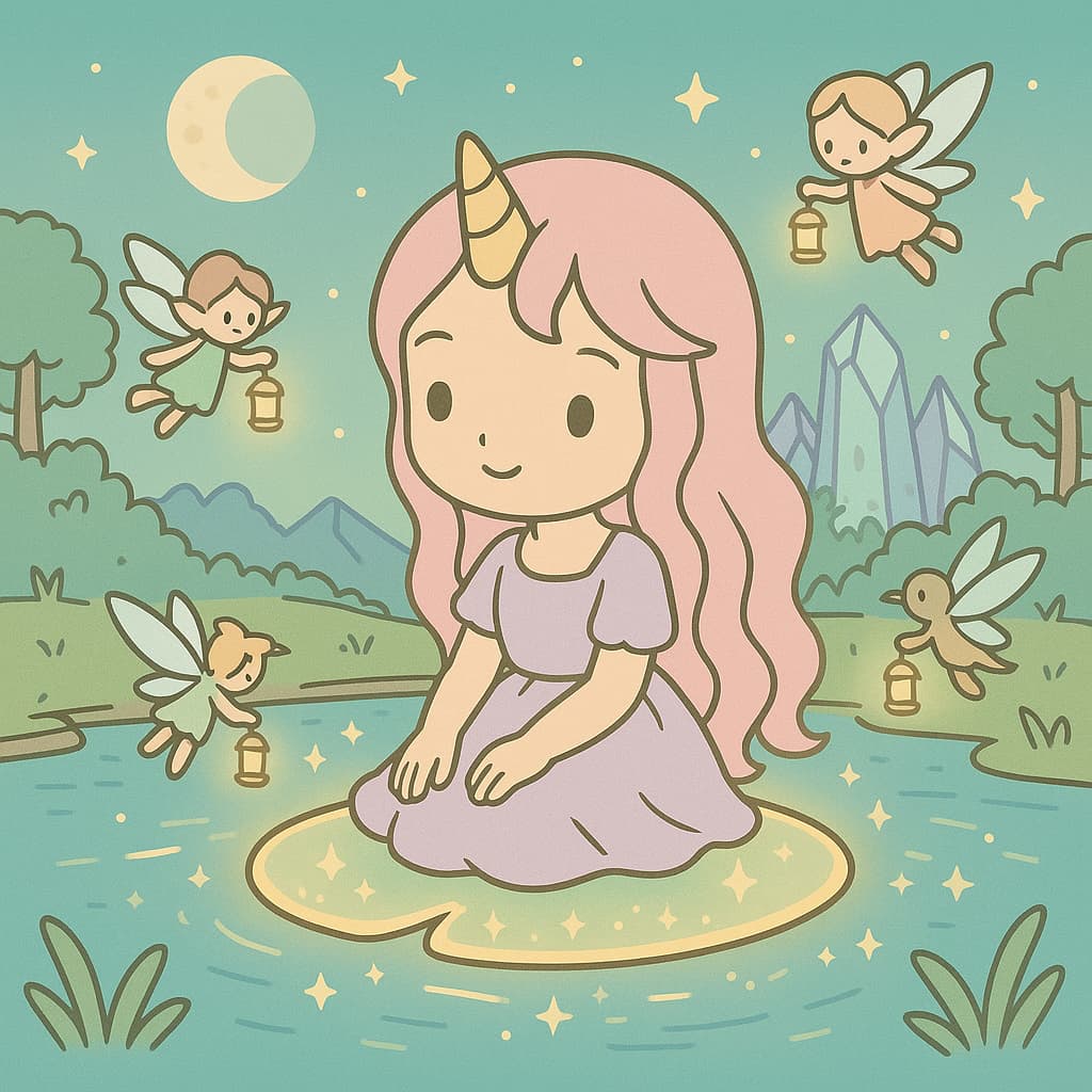Enchanted night coloring picture with fairy light idea