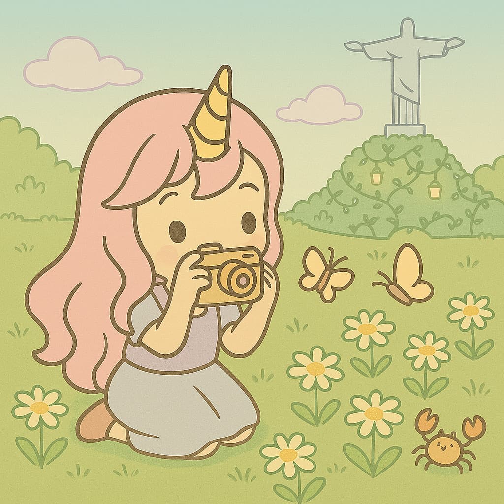 Outdoor snapshot coloring image with Cristo Redentor statue