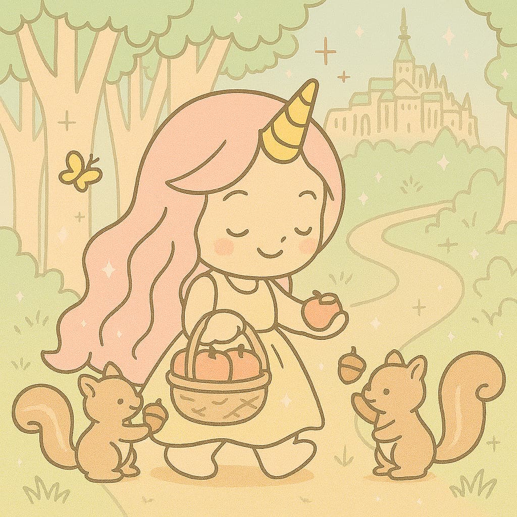Forest harvest coloring picture with castle in distance idea