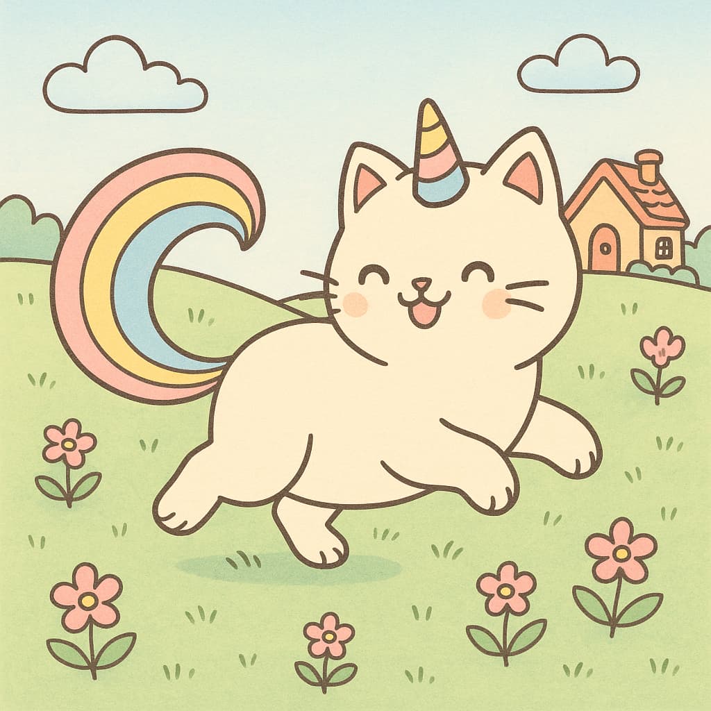 Playful meadow coloring picture rainbow tail home view