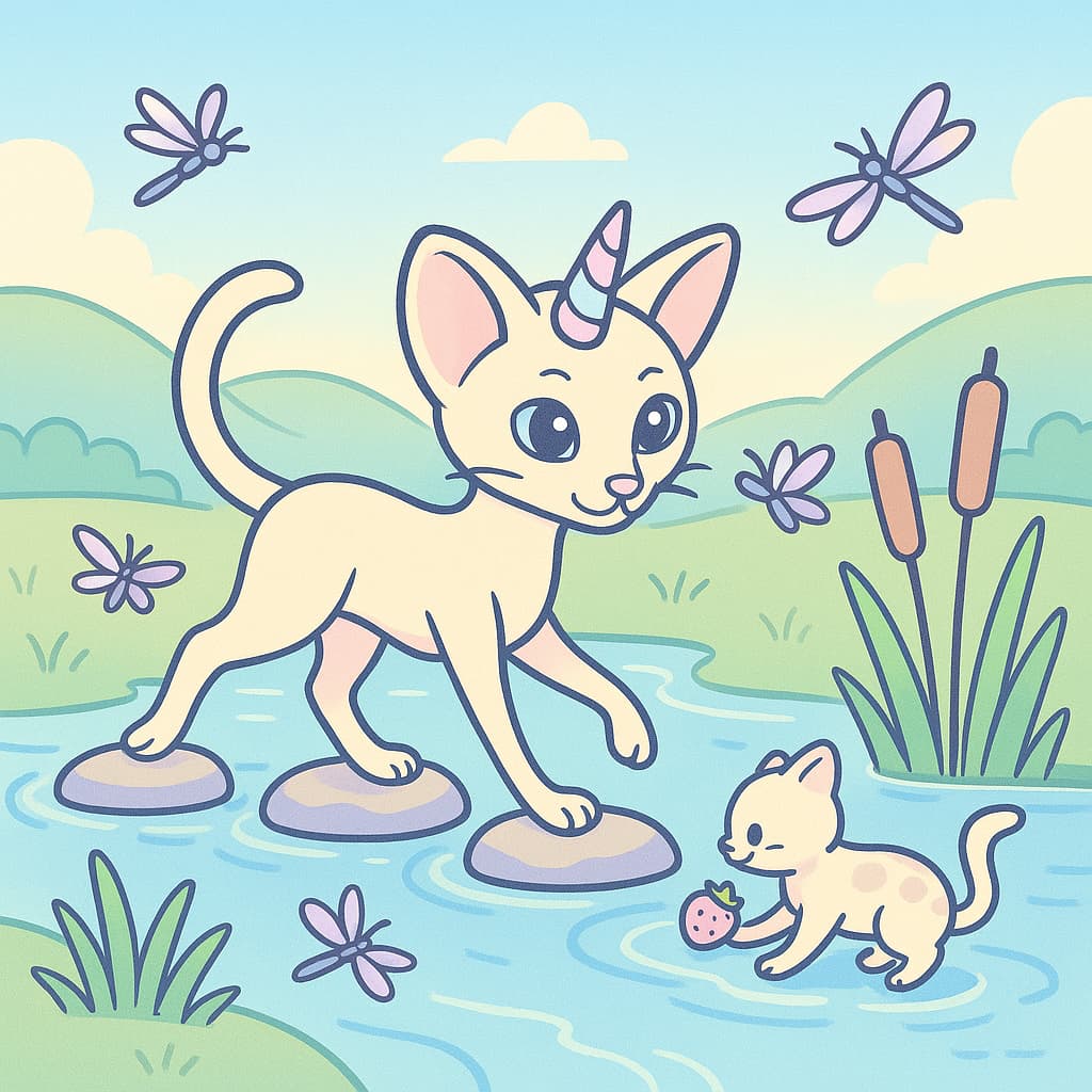 Stream walk with dragonflies coloring picture for fun