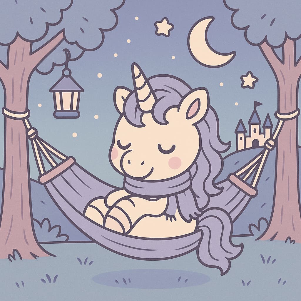 Bedtime park coloring image moon stars and hammock