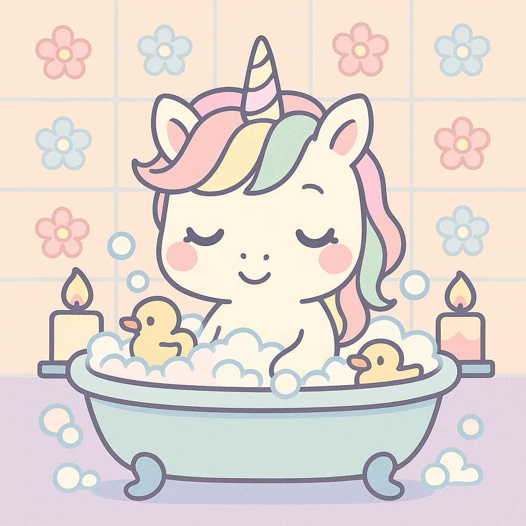 Cute bathroom coloring picture with foamy tub tranquility