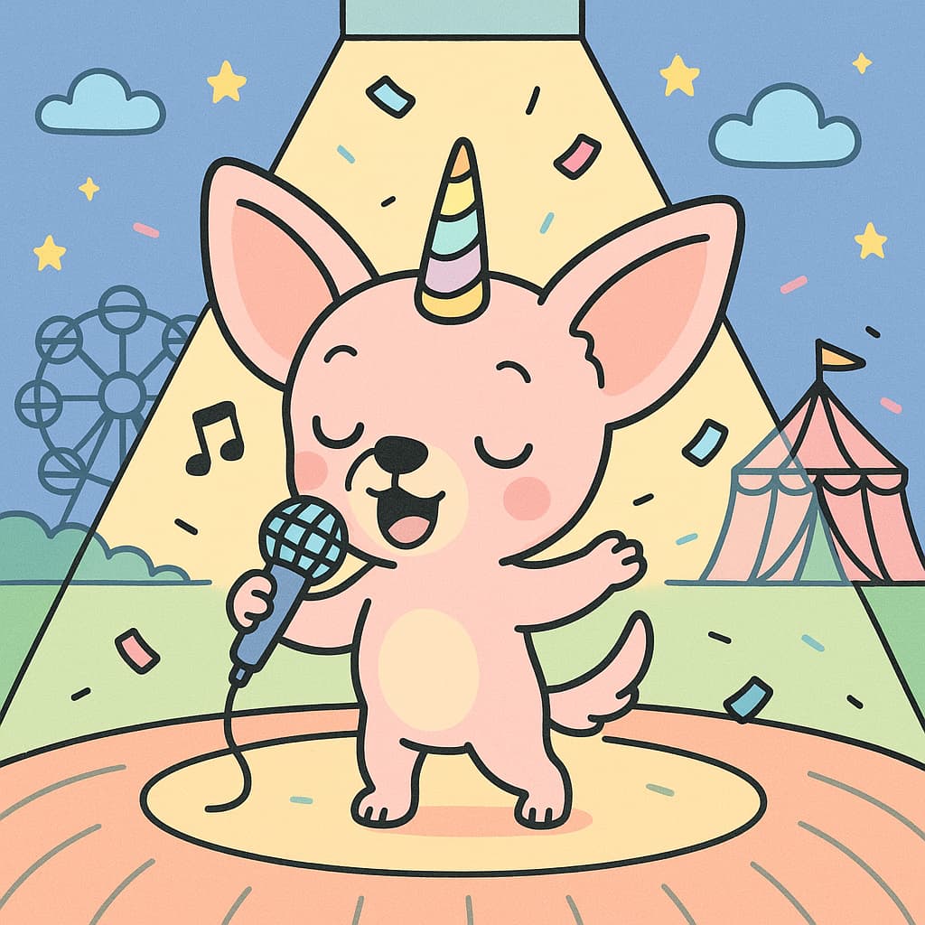 Unicorn dog concert coloring picture carnival night