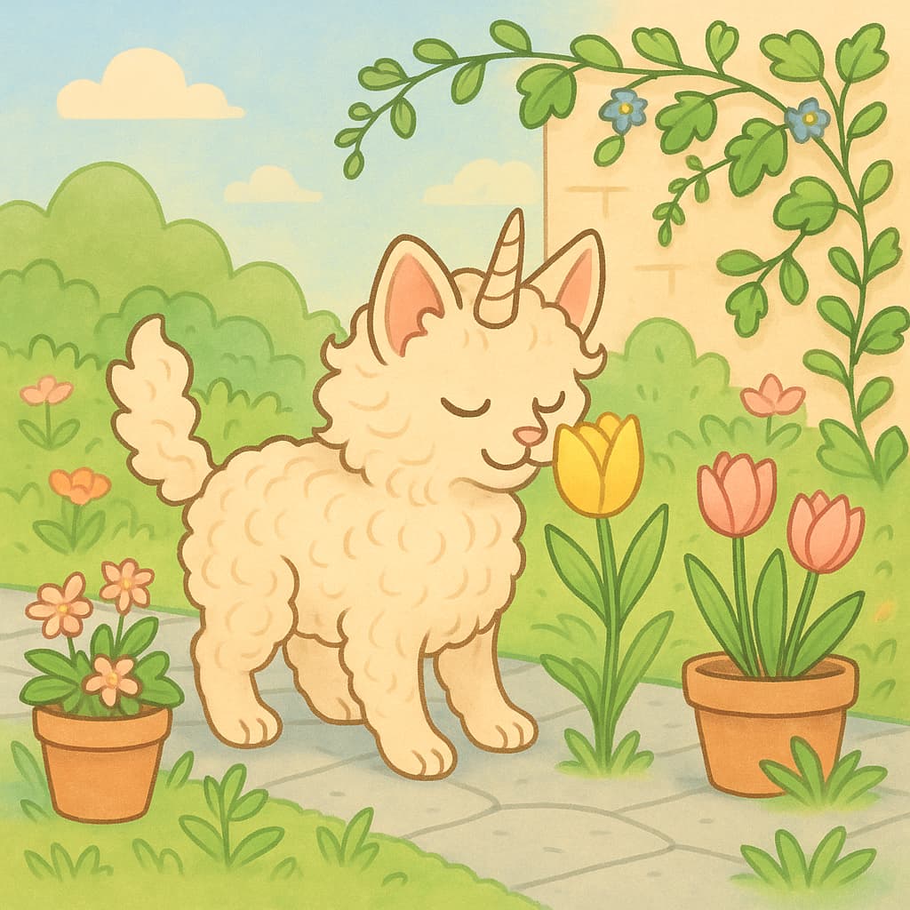 Pastel garden walk coloring image for gentle moods