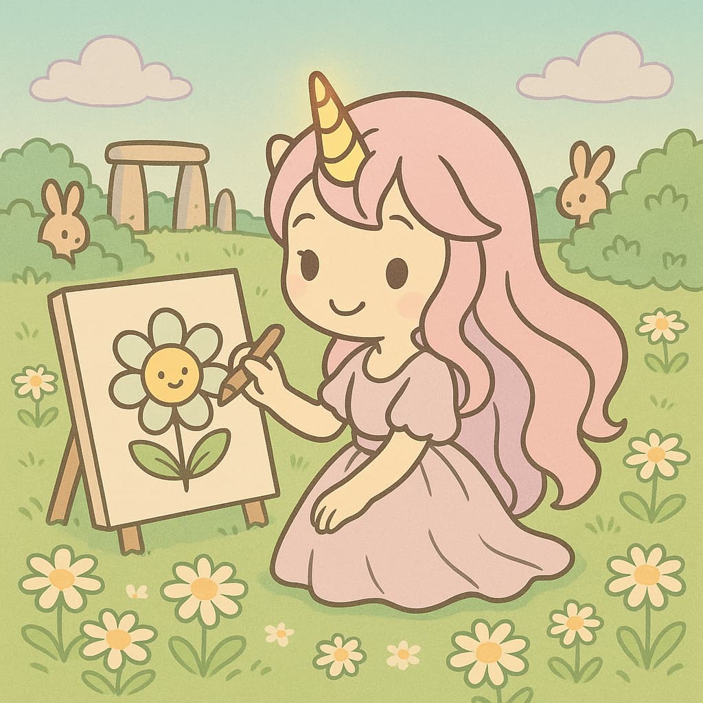 Open air art coloring picture with Stonehenge flower idea