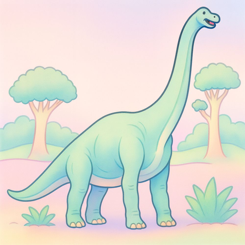Brachiosaurus coloring ideas for a soft pastel meadow Brachiosaurus coloring ideas in a gentle meadow scene