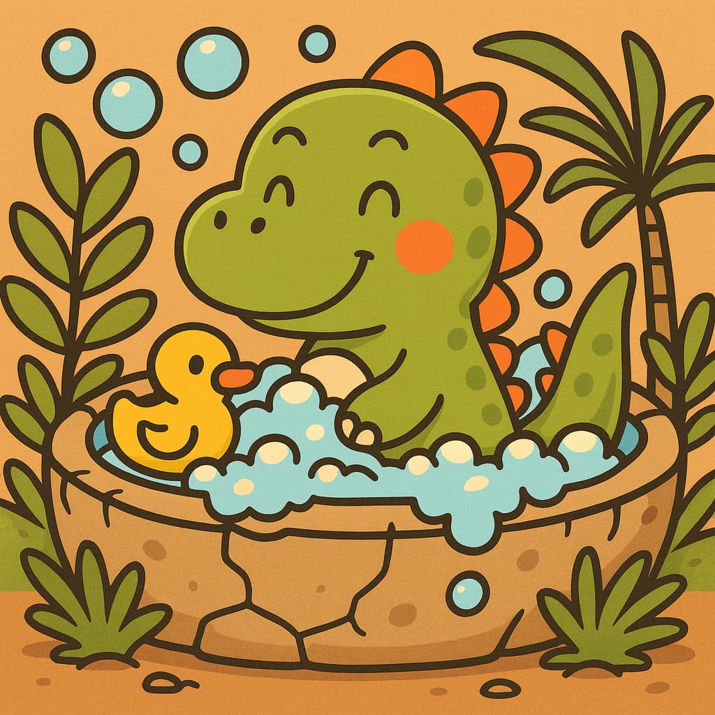 Cartoon dinosaur coloring ideas for bubbly bath fun Cartoon dinosaur coloring ideas bubble bath scene
