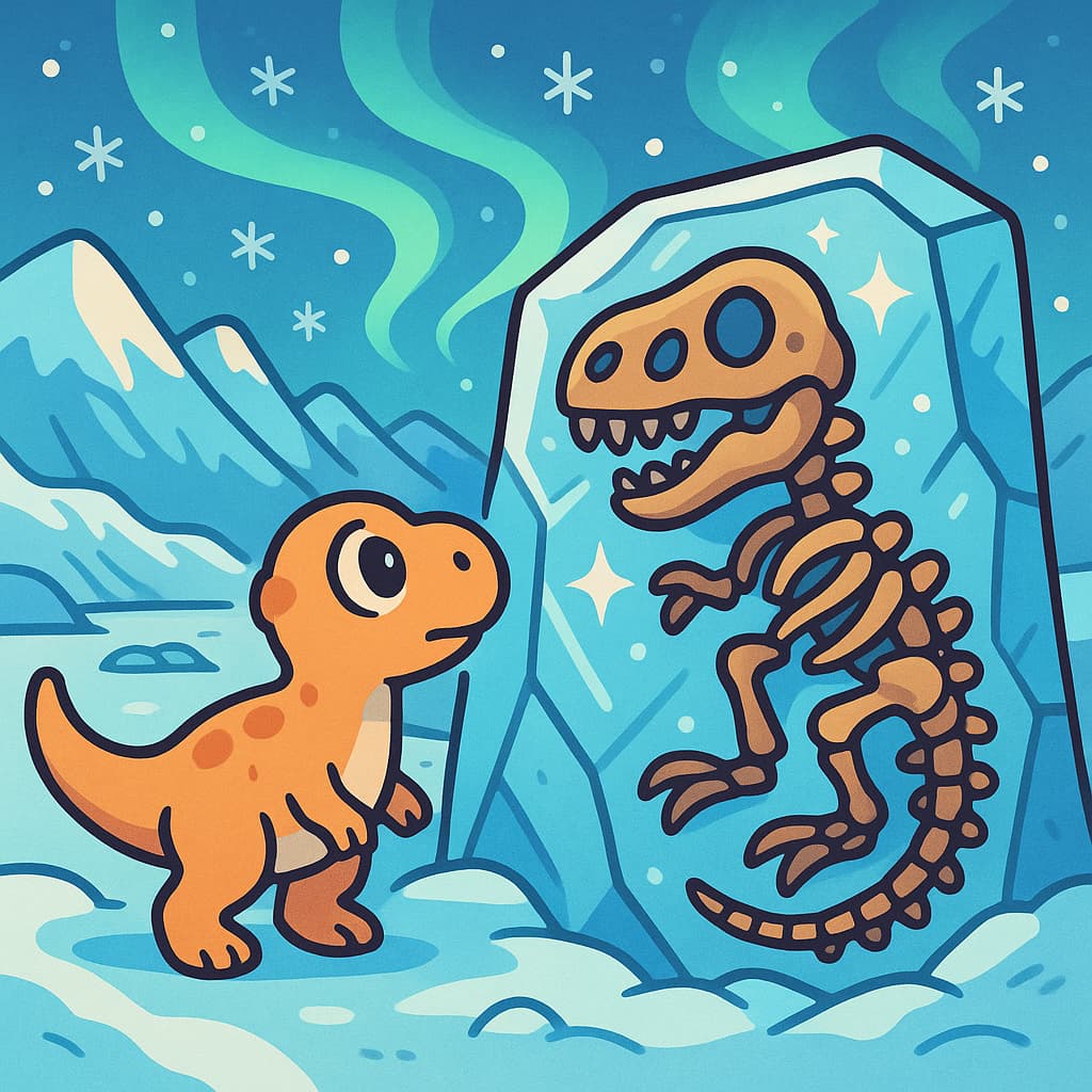 Dinosaur fossil coloring ideas for a starry ice scene Dinosaur fossil coloring ideas with icy cave and baby dino