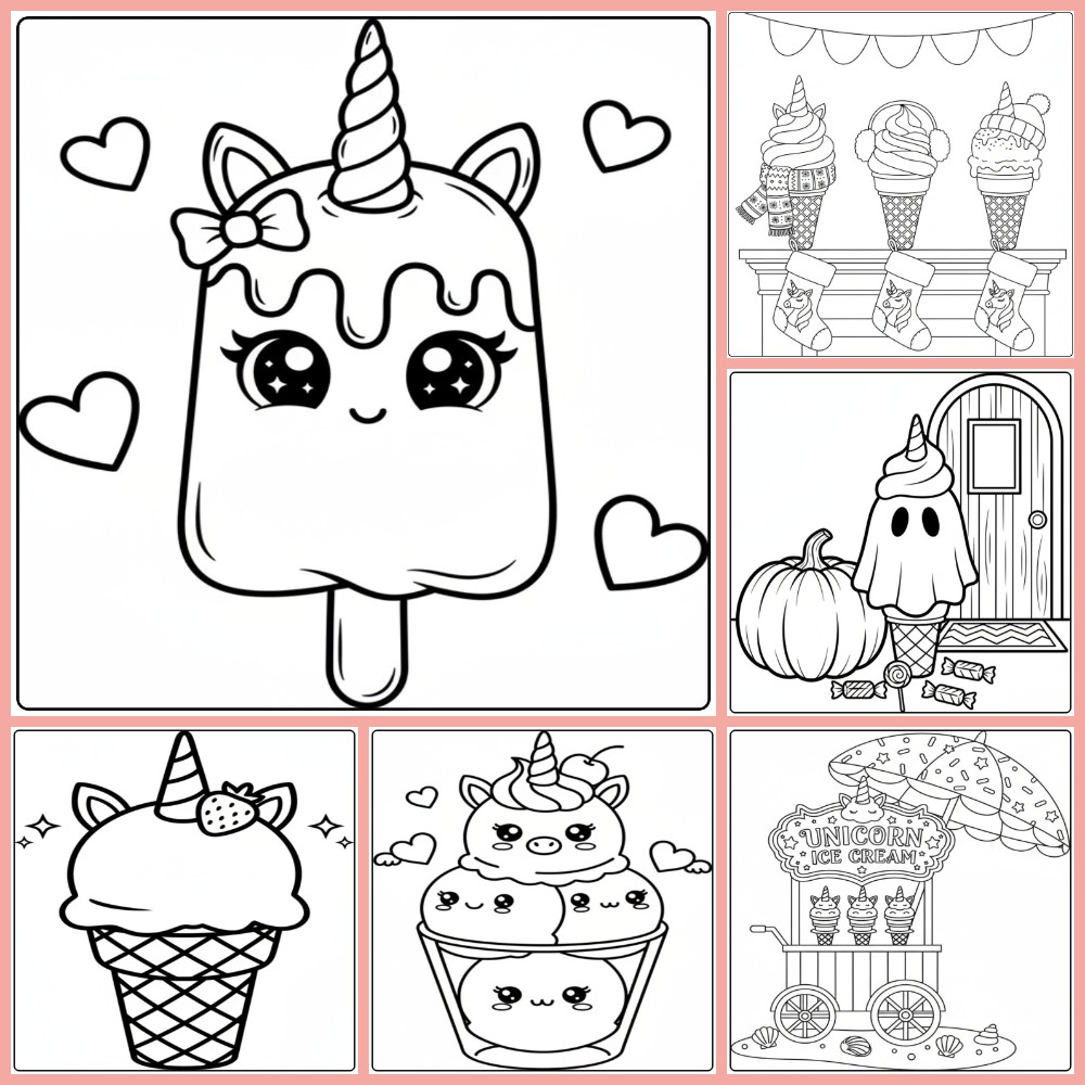 100+ Free Printable Unicorn Ice Cream Coloring Pages for All Ages