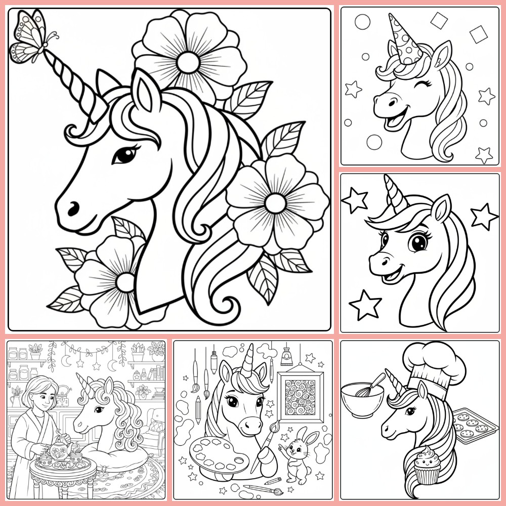 Free Printable Unicorn Head Coloring Pages PDF for All Ages